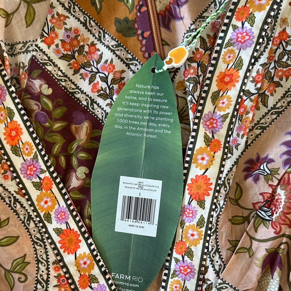 Farm Rio  Long Sleeve Dress romantic nature sz small - Picture 2 of 3